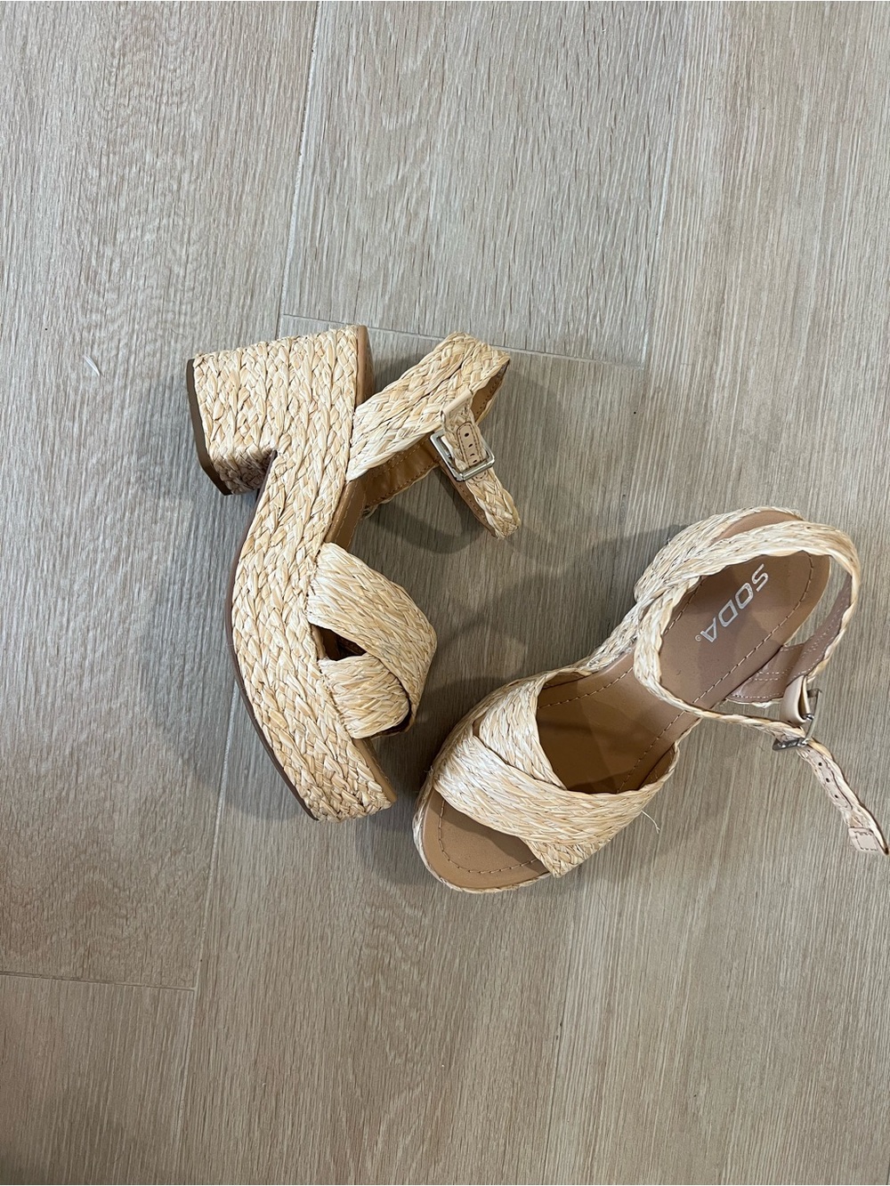 SODA Braided Platform Sandals - Natural
